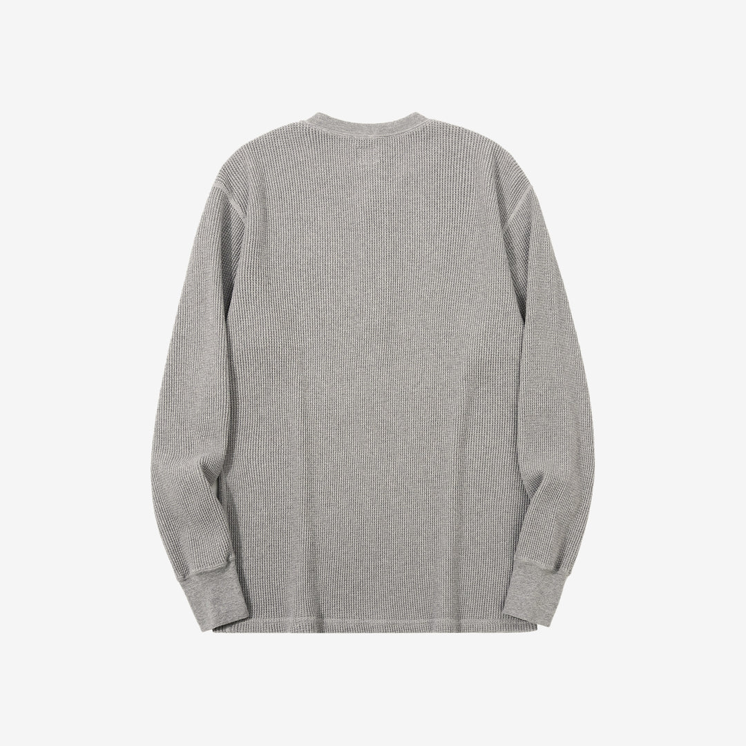 Dalee’s & Co. 2230HT double waffle henley long sleeve shirt made in Japan grey