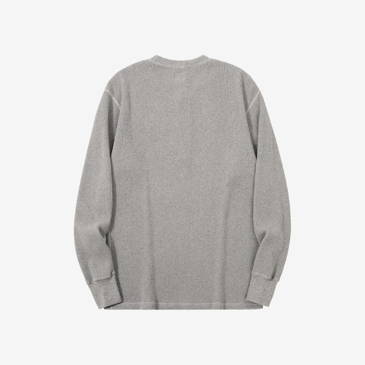 Dalee’s & Co. 2230HT double waffle henley long sleeve shirt made in Japan grey