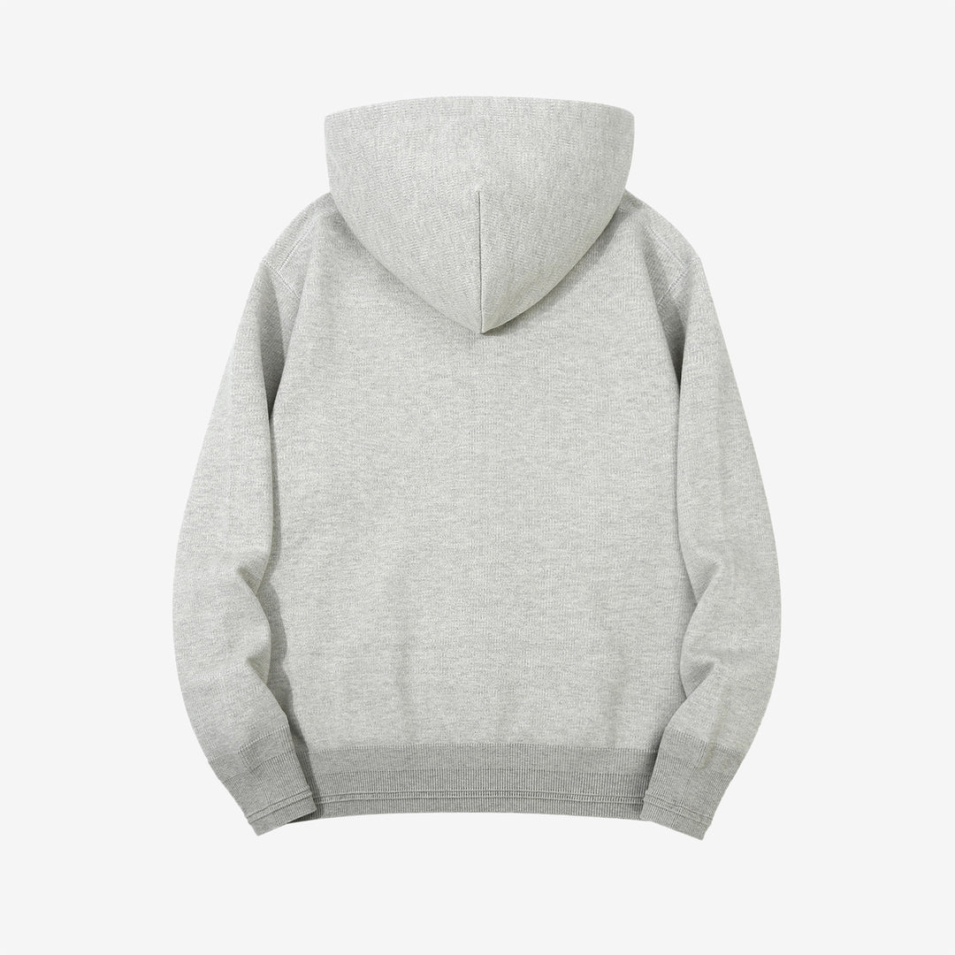 Un-Useless 170416 inlay knit full zip hoodie made in Japan SWKNIT zip hooded sweatshirt grey back view