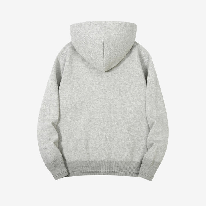 Un-Useless 170416 inlay knit full zip hoodie made in Japan SWKNIT zip hooded sweatshirt grey back view