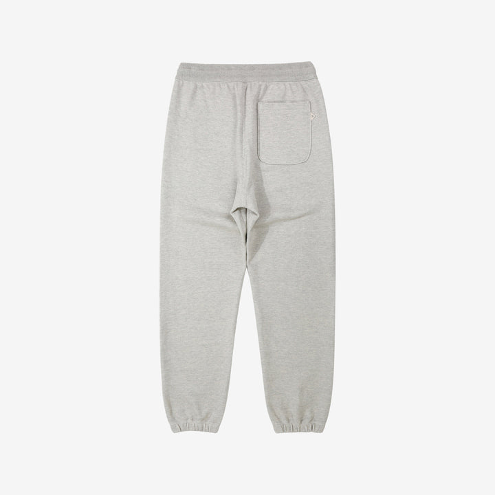 Un-Useless 170414 SWKNIT inlay knit sweatpants made in Japan tapered silhouette grey back full view