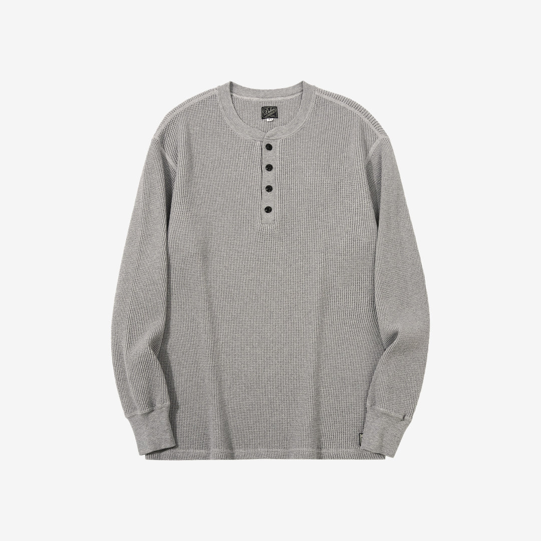 Dalee’s & Co. 2230HT double waffle henley long sleeve shirt made in Japan grey