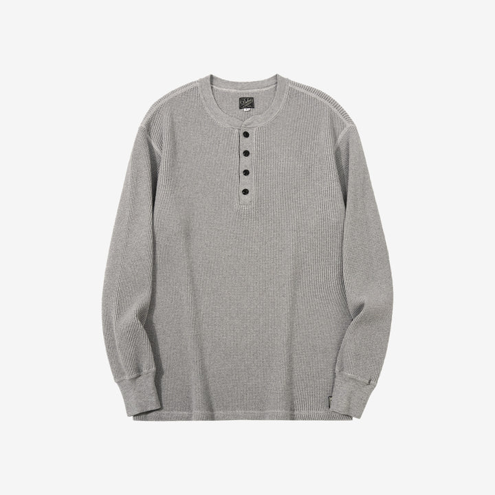 Dalee’s & Co. 2230HT double waffle henley long sleeve shirt made in Japan grey