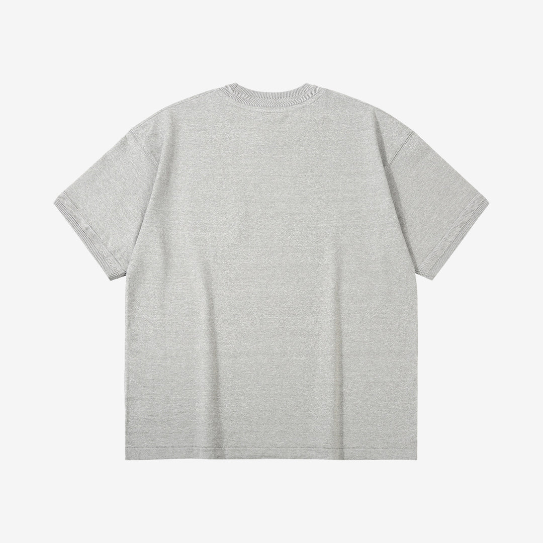 Un-Useless 170205 linen KNITEE short sleeve crew neck pocket knit T-shirt made in Japan grey back view