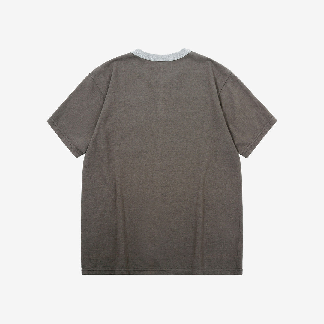Deluxeware MTM-00 7.5oz “Wood Grain” Loopwheeled Pocket T-Shirt Made in Japan Heather Grey Back View