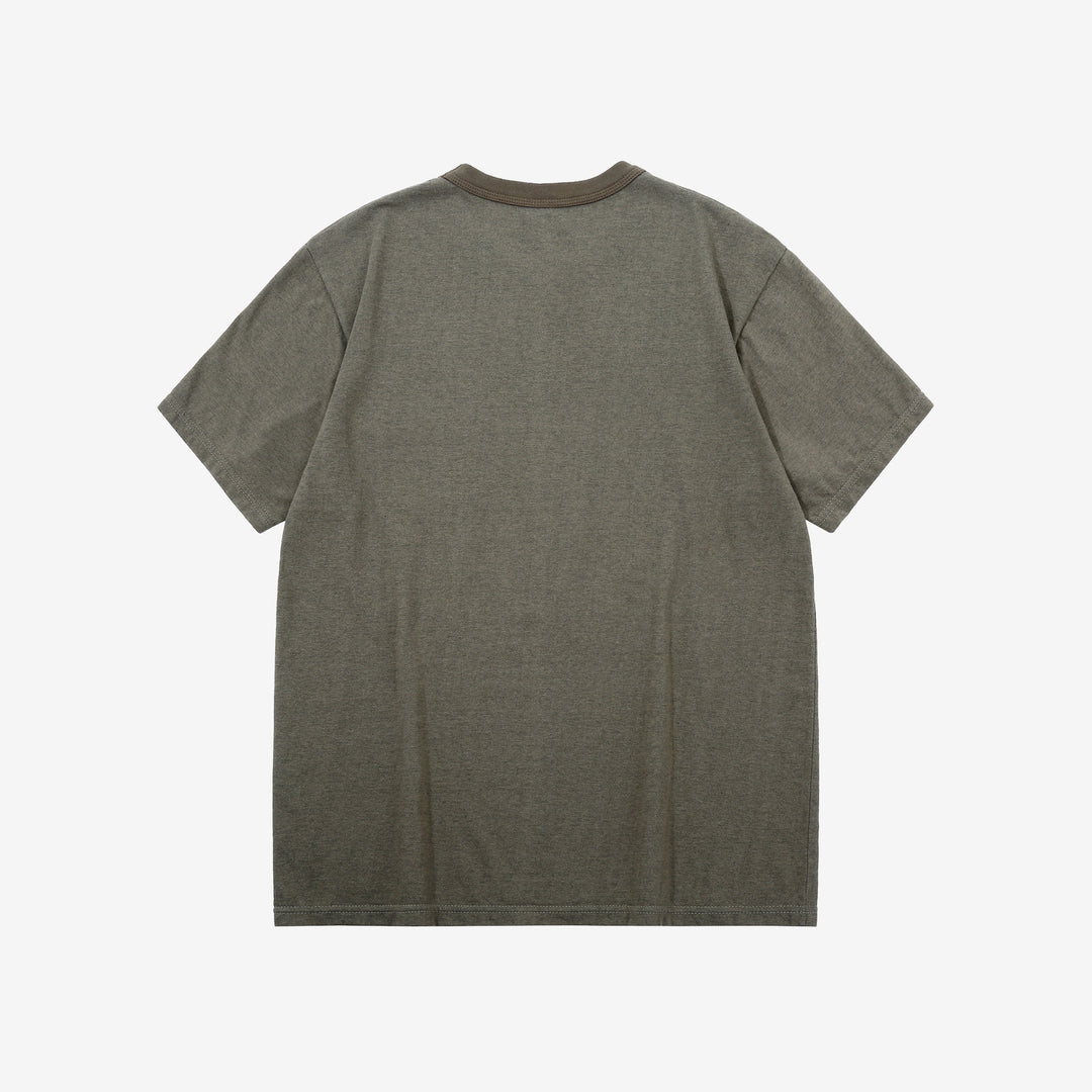 Deluxeware MTM-00 7.5oz “Wood Grain” Loopwheeled Pocket T-Shirt Made in Japan Heather Green Back View