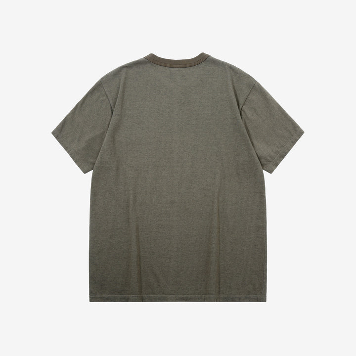 Deluxeware MTM-00 7.5oz “Wood Grain” Loopwheeled Pocket T-Shirt Made in Japan Heather Green Back View