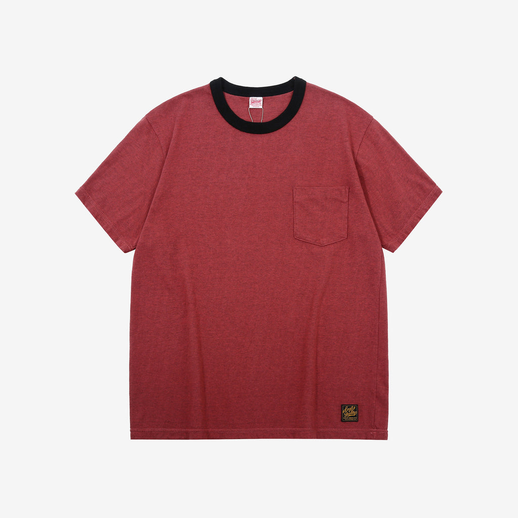 Deluxeware MTM-00 7.5oz “Wood Grain” Loopwheeled Pocket T-Shirt Made in Japan Heather Red