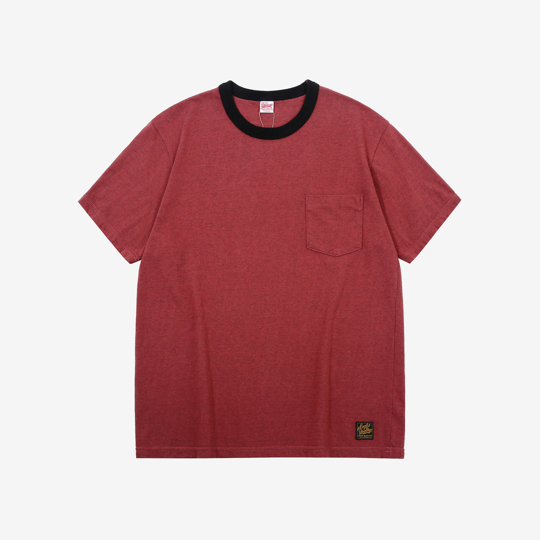 Deluxeware MTM-00 7.5oz “Wood Grain” Loopwheeled Pocket T-Shirt Made in Japan Heather Red