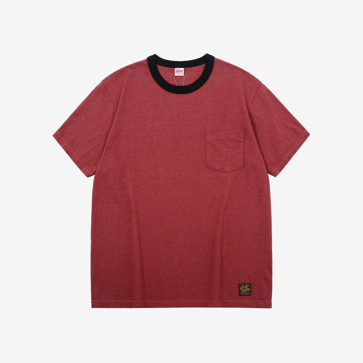 Deluxeware MTM-00 7.5oz “Wood Grain” Loopwheeled Pocket T-Shirt Made in Japan Heather Red