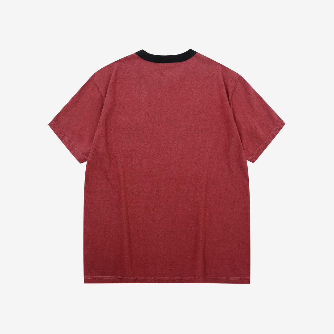 Deluxeware MTM-00 7.5oz “Wood Grain” Loopwheeled Pocket T-Shirt Made in Japan Heather Red Back View