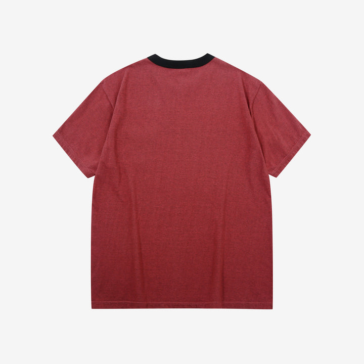 Deluxeware MTM-00 7.5oz “Wood Grain” Loopwheeled Pocket T-Shirt Made in Japan Heather Red Back View