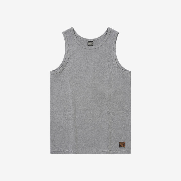 Deluxeware TNKP-00 Heavyweight Ribbed Knit Tank Top Light Grey Front View