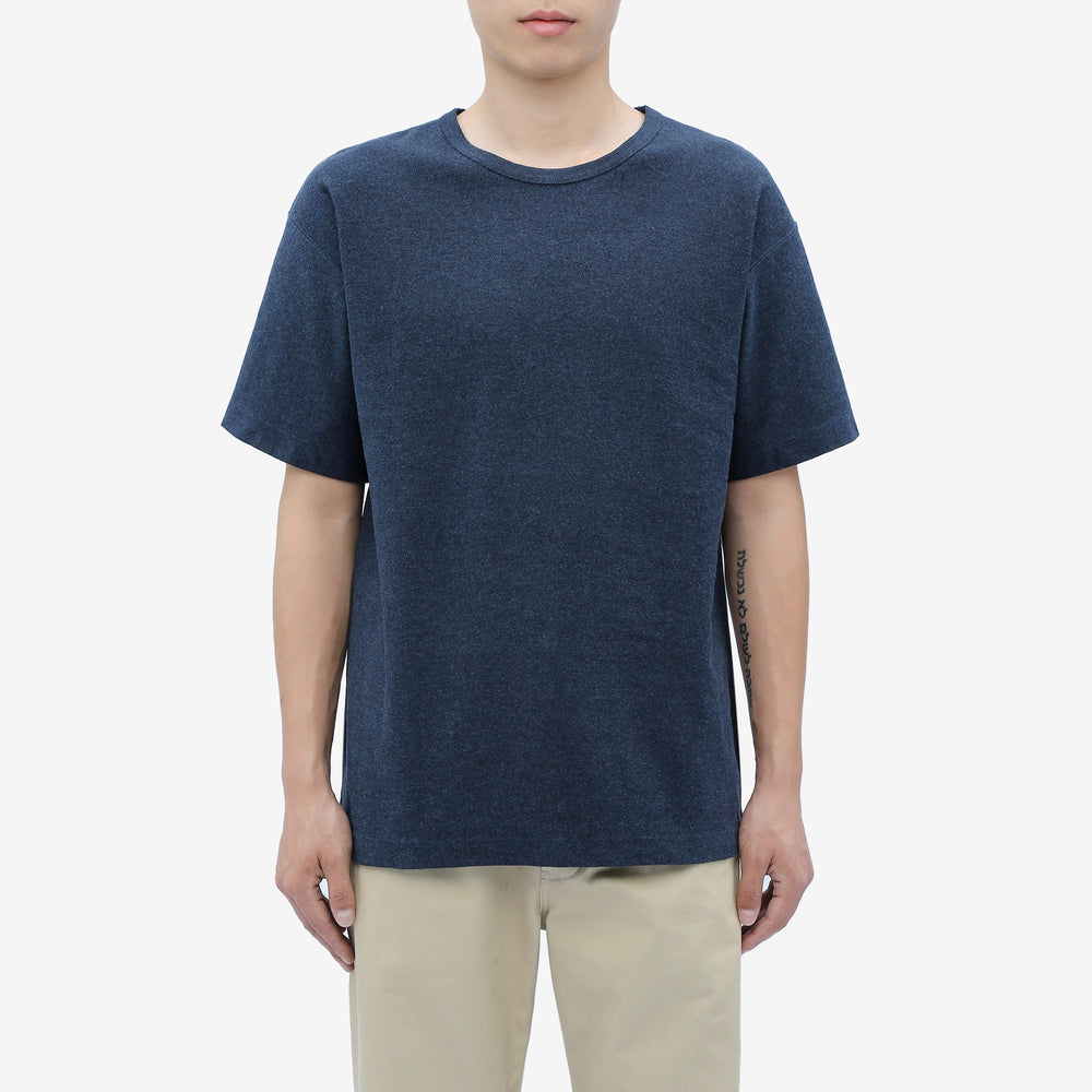 Boncoura reverse-face heather indigo T-shirt regular fit front view