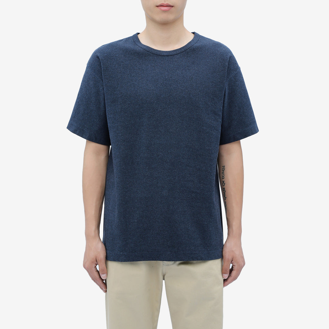 Boncoura reverse-face heather indigo T-shirt regular fit front view