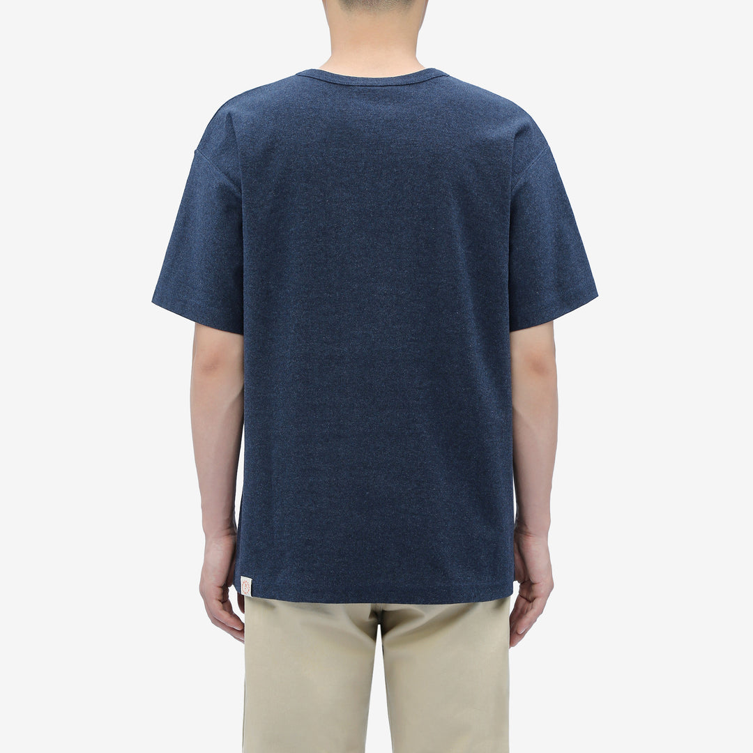 Boncoura reverse-face heather indigo T-shirt back fit view