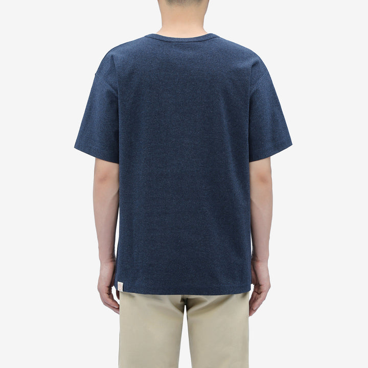 Boncoura reverse-face heather indigo T-shirt back fit view