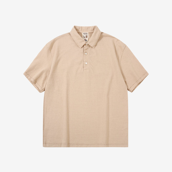 Samurai Jeans SJST-SC04 Samurai Cotton Polo Shirt Made in Japan Kuri Light Front View