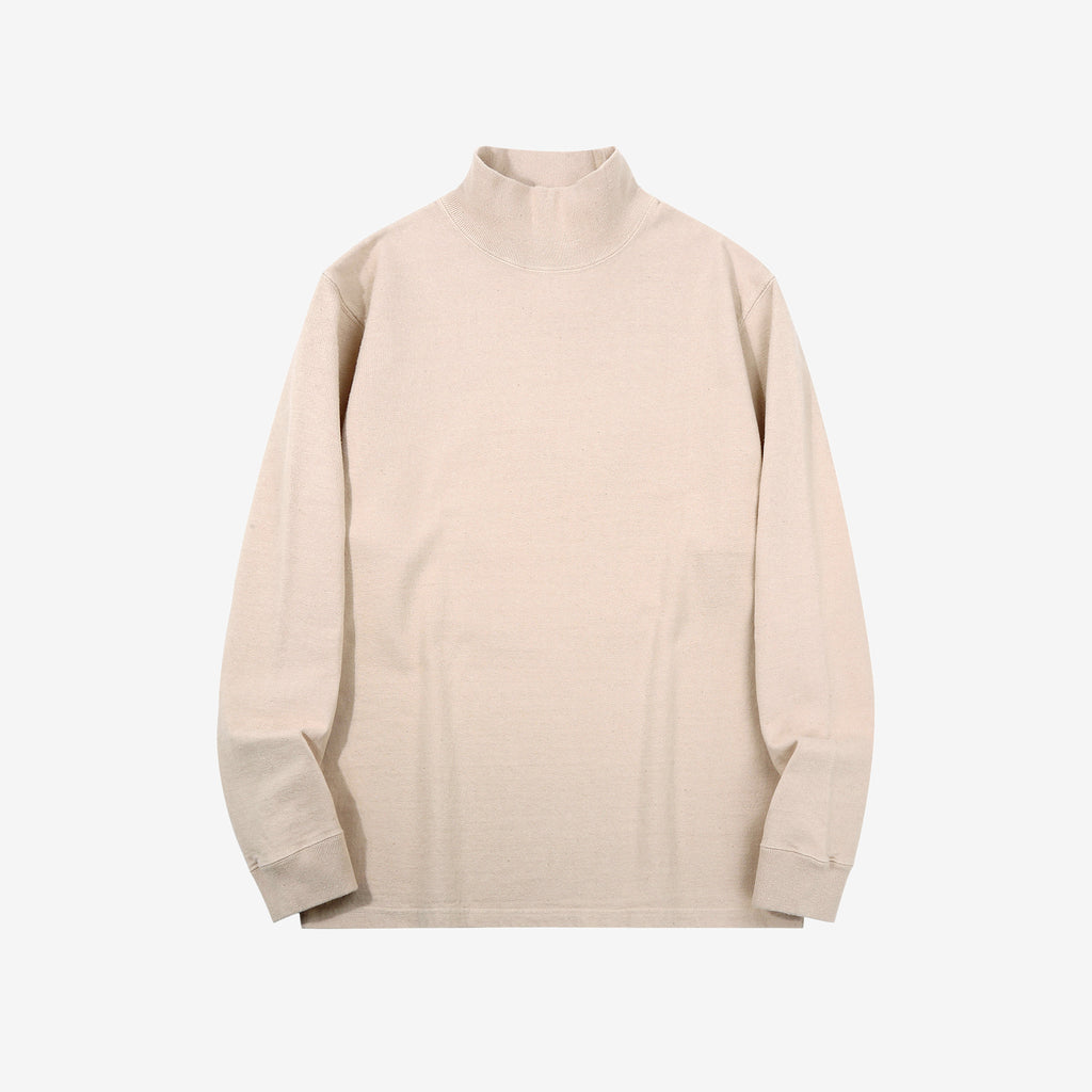 Samurai Jeans SJSLT-SC02 Samurai Cotton Mock Neck Shirt in Light Kuri – Front View