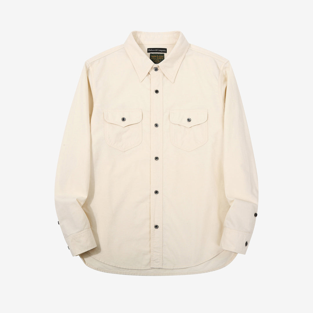 DALEE’S & CO. BF.49 Lightweight Flannel Shirt in Natural – Front View