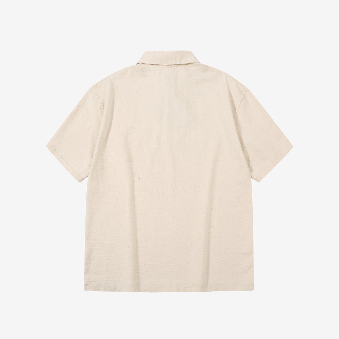 Samurai Jeans SJST-SC04 Samurai Cotton Polo Shirt Made in Japan Natural Back View