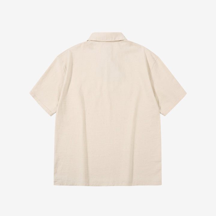 Samurai Jeans SJST-SC04 Samurai Cotton Polo Shirt Made in Japan Natural Back View