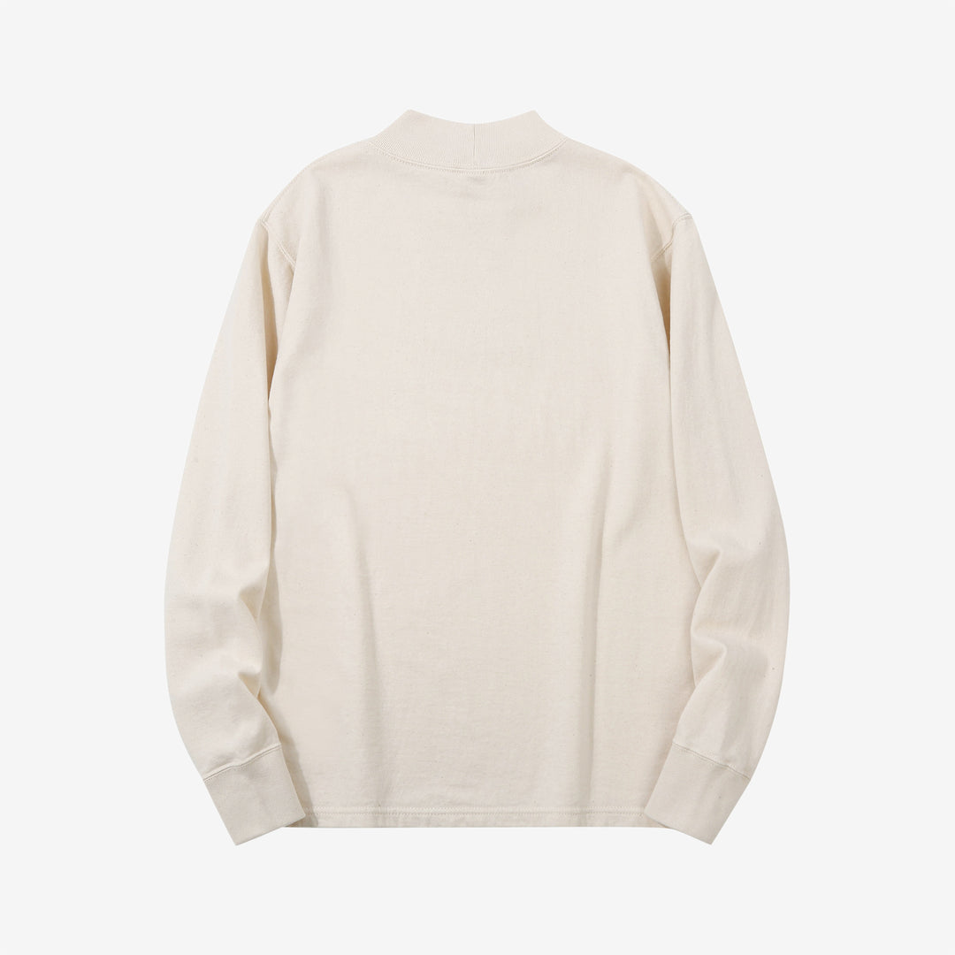 Deluxeware M300 “Azuma-Knit” Lightweight Mock Neck Sweatshirt Made in Japan Natural Back View