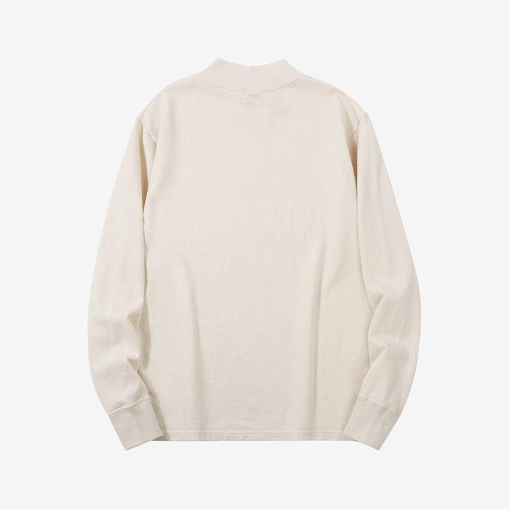 Deluxeware M300 “Azuma-Knit” Lightweight Mock Neck Sweatshirt Made in Japan Natural Back View