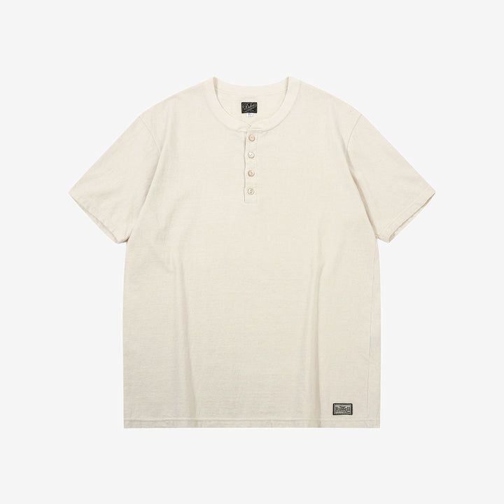 Dalee’s & Co. Spinner 1920s 4-button henley loopwheel T-shirt made in Wakayama Japan natural