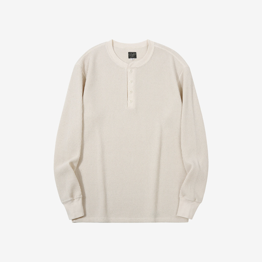 Dalee’s & Co. 2230HT double waffle henley long sleeve shirt made in Japan natural