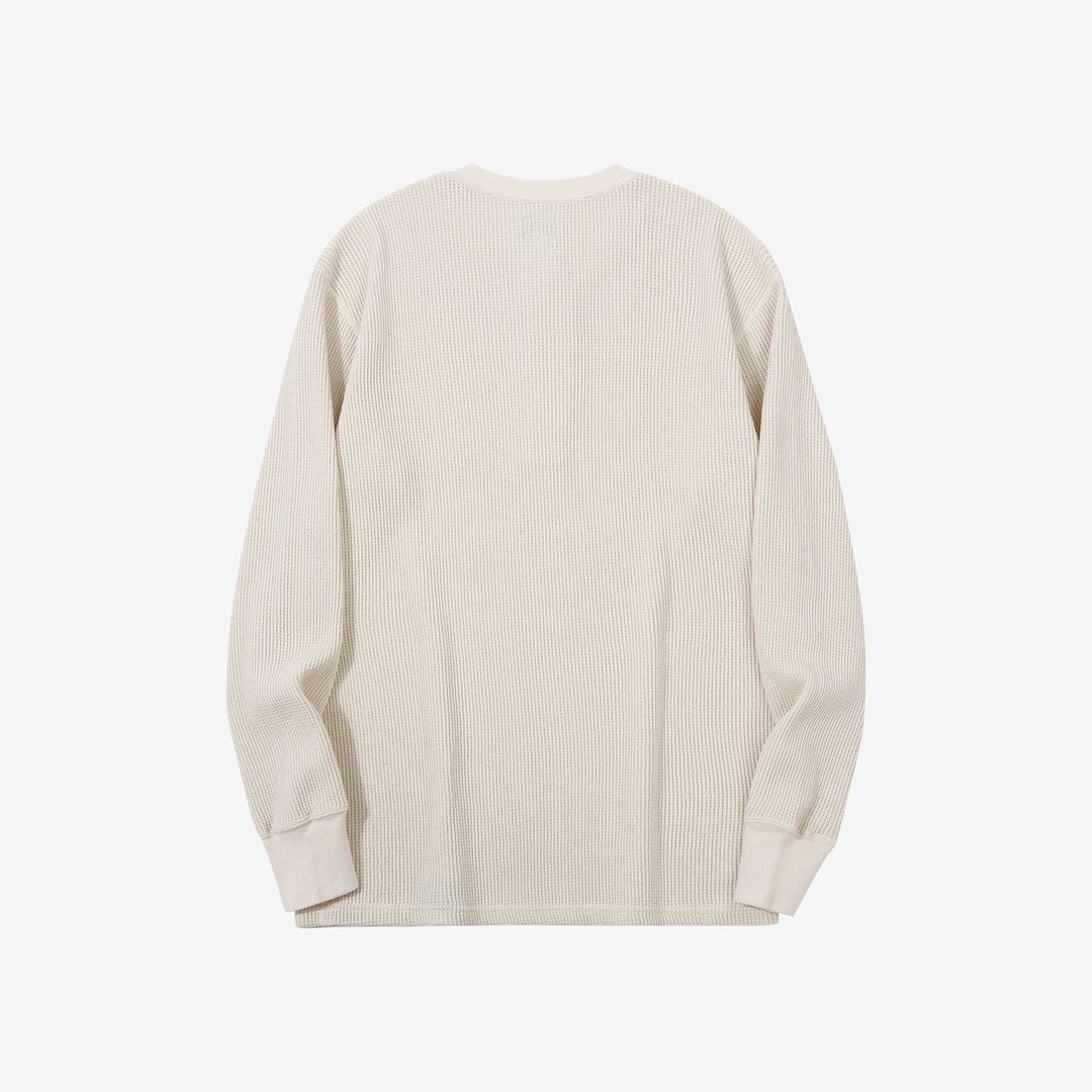 Dalee’s & Co. 2230HT double waffle henley long sleeve shirt made in Japan natural