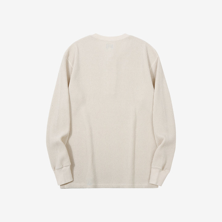 Dalee’s & Co. 2230HT double waffle henley long sleeve shirt made in Japan natural