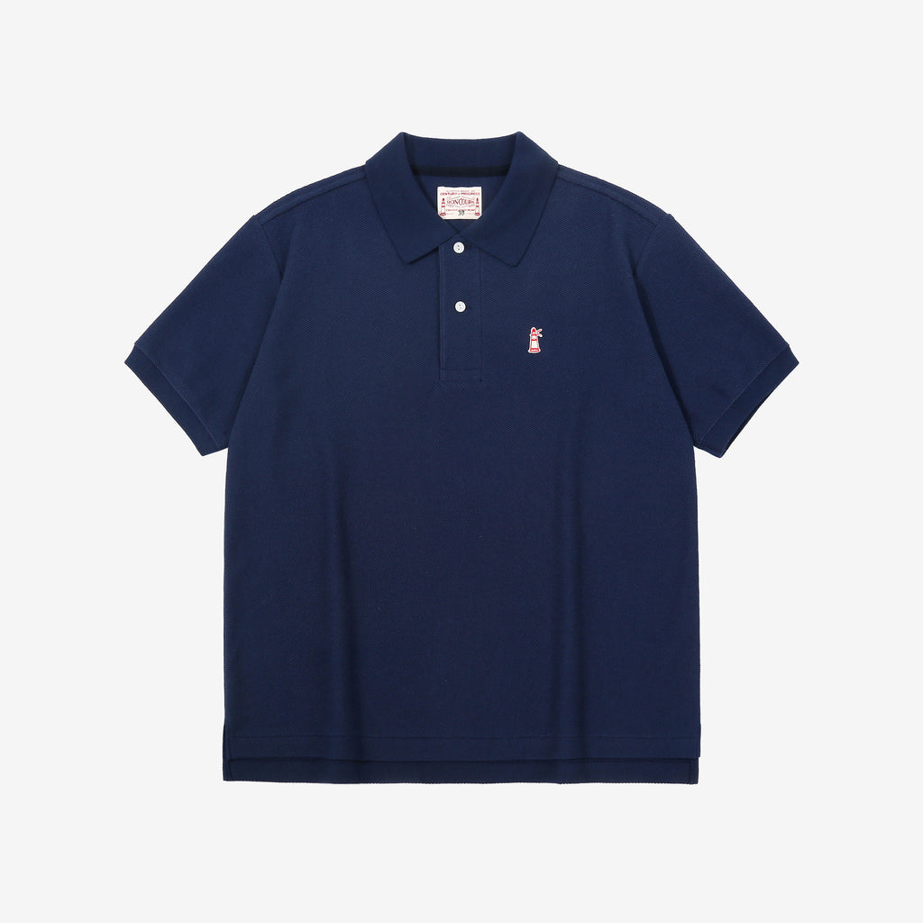 Boncoura Heavyweight Special Knit Polo Shirt made in Japan ボンクラポロシャツ Navy Front Side