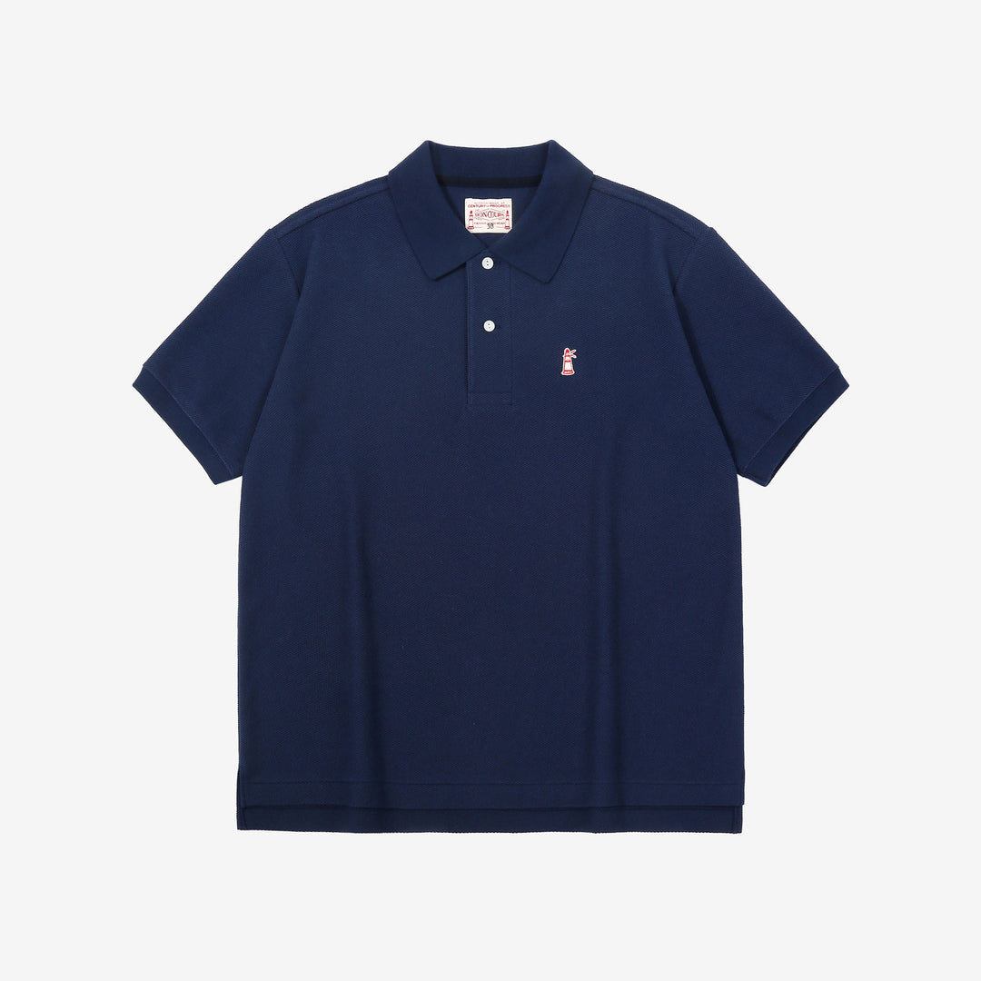 Boncoura Heavyweight Special Knit Polo Shirt made in Japan ボンクラポロシャツ Navy Front Side