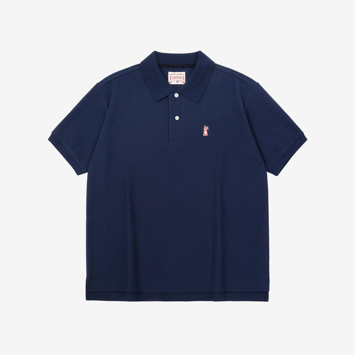 Boncoura Heavyweight Special Knit Polo Shirt made in Japan ボンクラポロシャツ Navy Front Side
