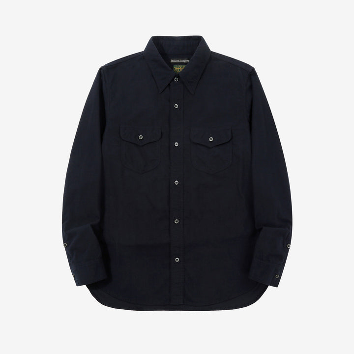 DALEE’S & CO. BF.49 Lightweight Flannel Shirt in Navy – Front View