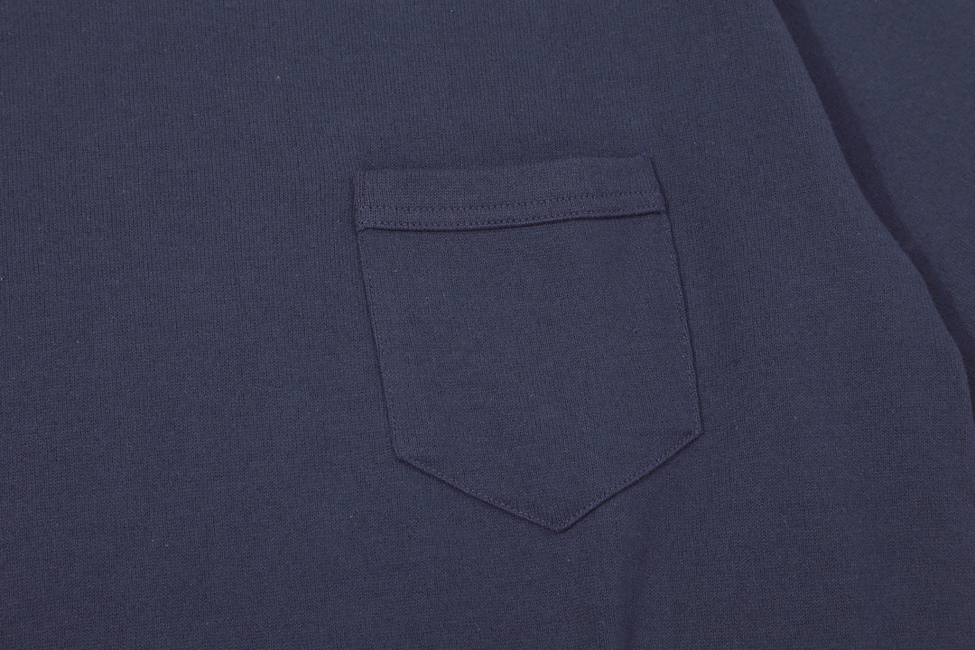 Freewheelers 2625009 Heavyweight Solid Pocket T-Shirt in Dry Navy – Chest Pocket Detail