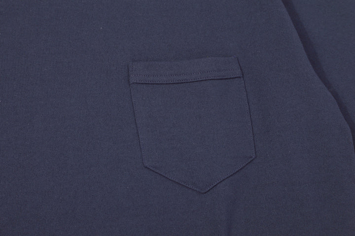 Freewheelers 2625009 Heavyweight Solid Pocket T-Shirt in Dry Navy – Chest Pocket Detail