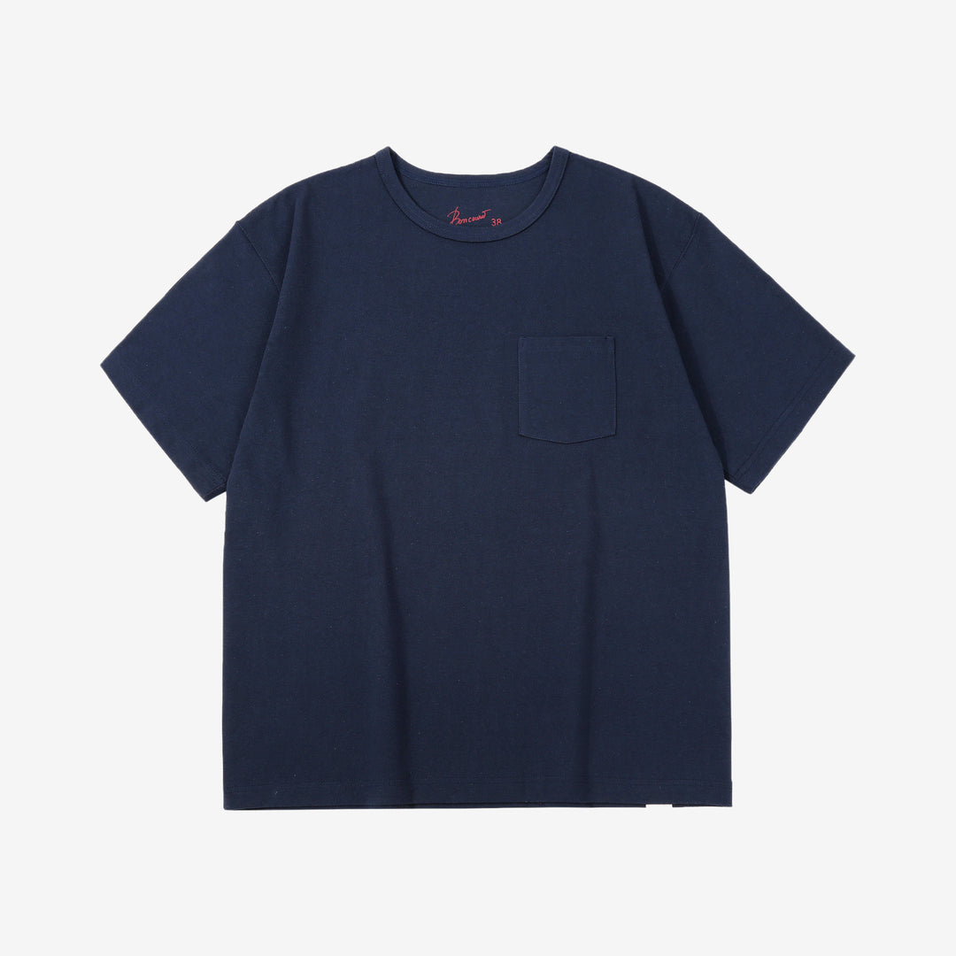 Boncoura High Density Heavyweight Pocket T-Shirt Made in Japan Navy Front