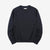 Un-Useless 170401 inlay knit crew neck sweatshirt made in Japan cotton knit navy front view