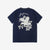 The Flat Head FN-THC-054SP eagle embroidery style print T-shirt navy back view