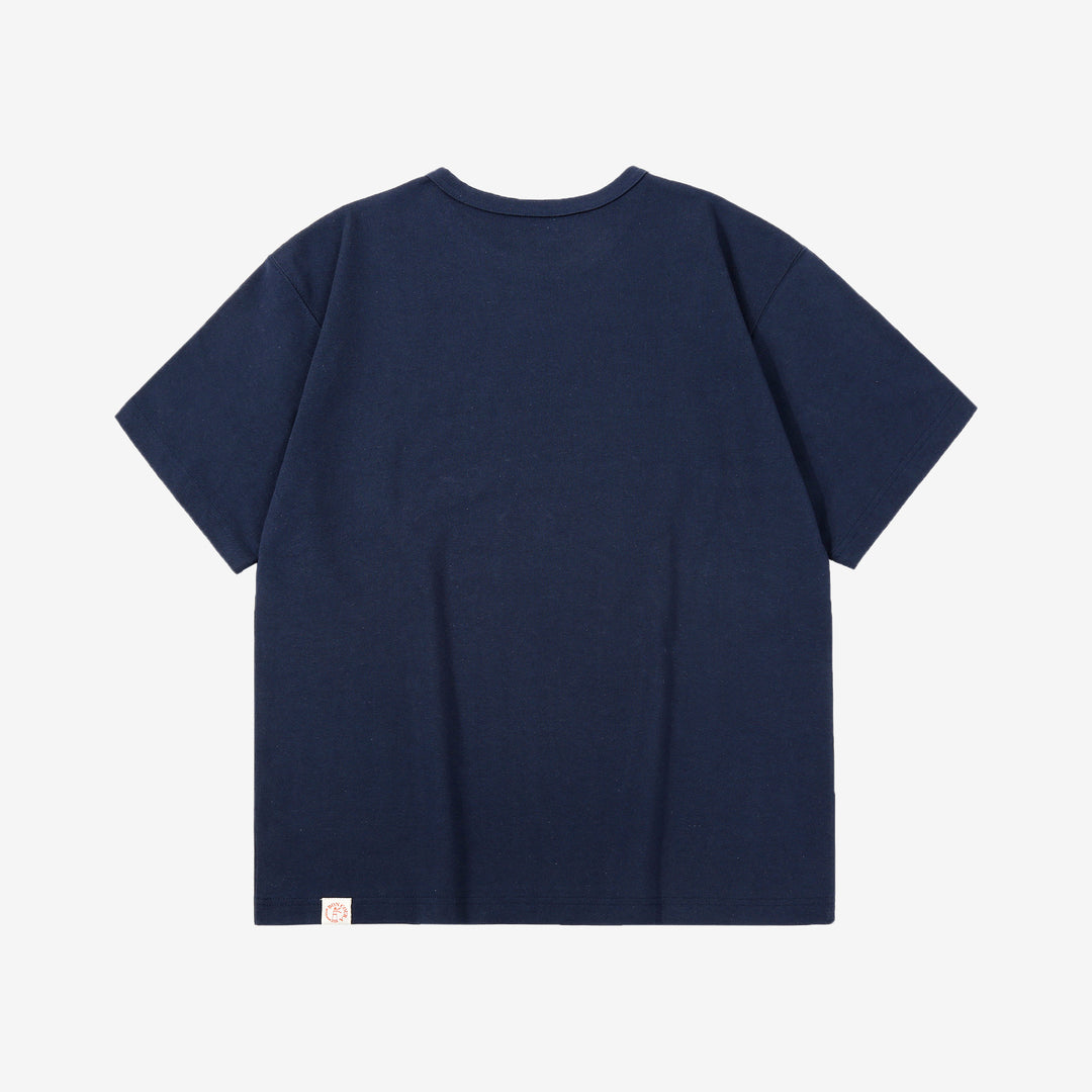 Boncoura High Density Heavyweight Pocket T-Shirt Made in Japan Navy Back