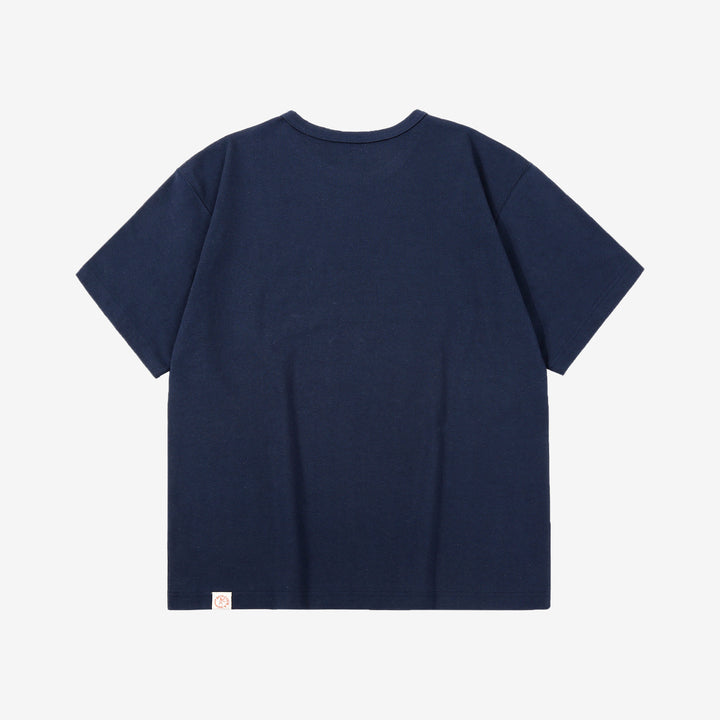 Boncoura High Density Heavyweight Pocket T-Shirt Made in Japan Navy Back