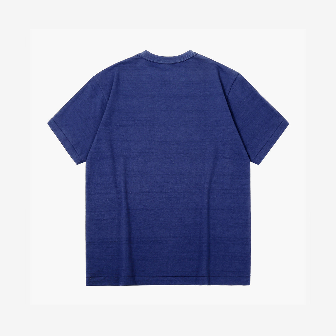 Warehouse Lot 4601 Shadow Border Slub Yarn Pocket T-Shirt Made in Japan Back View Navy