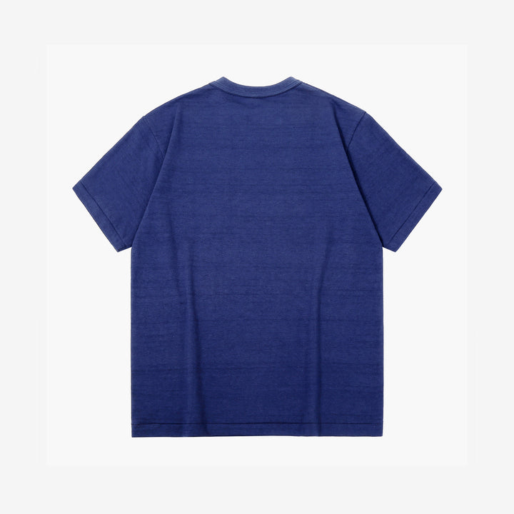 Warehouse Lot 4601 Shadow Border Slub Yarn Pocket T-Shirt Made in Japan Back View Navy