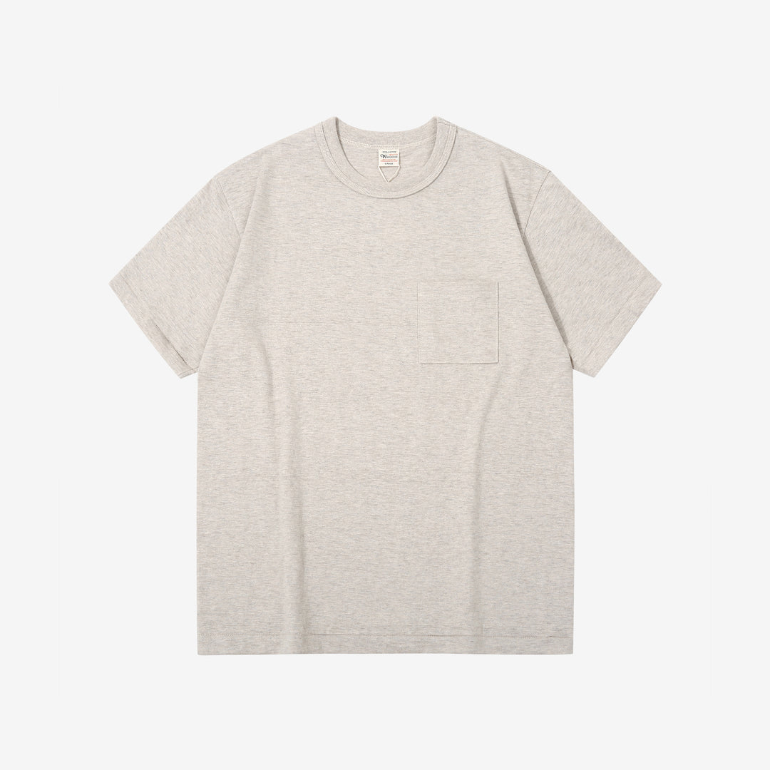 Warehouse Lot 4601 Shadow Border Slub Yarn Pocket T-Shirt Made in Japan Front View Oatmeal