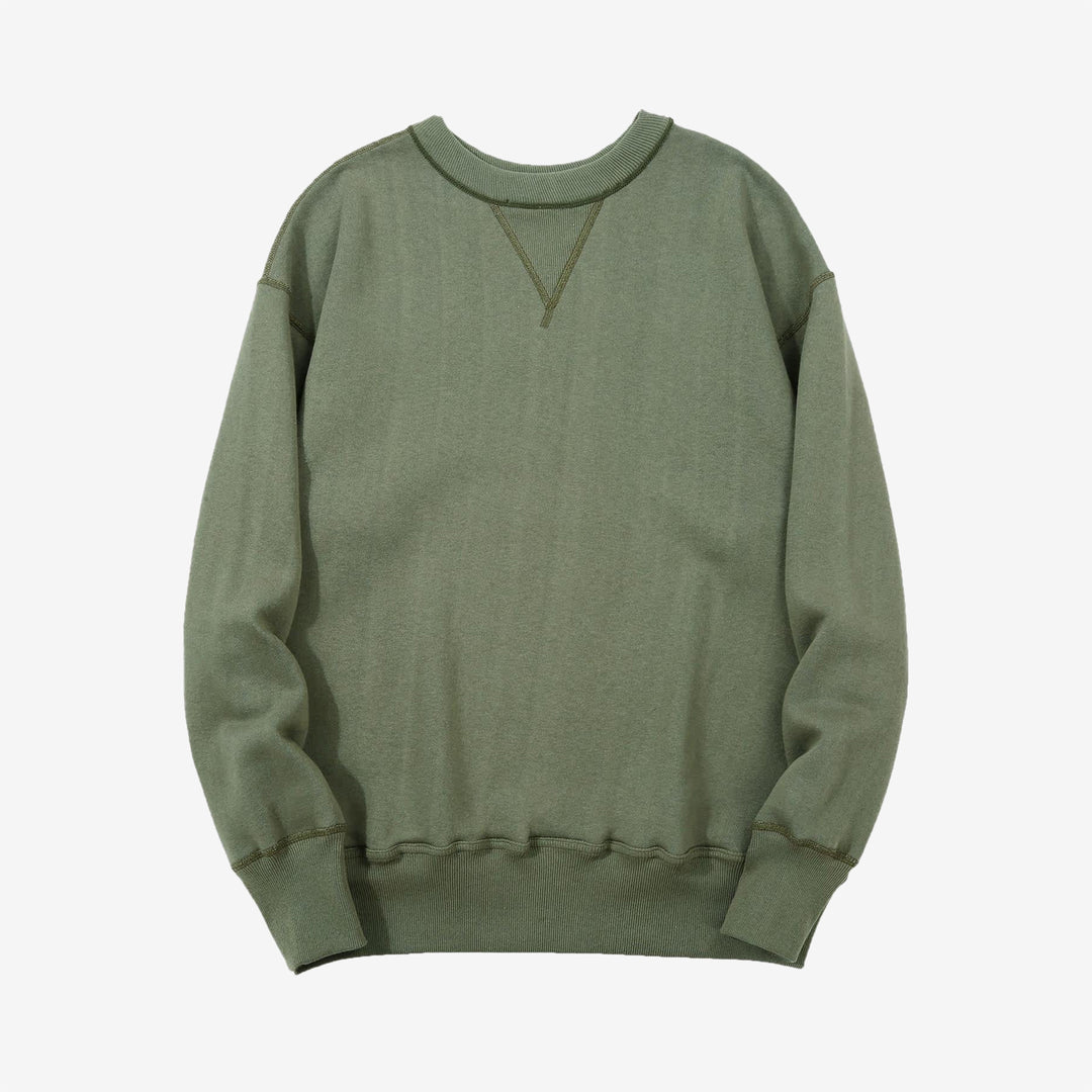 Warehouse Lot 401 plain loopwheel crewneck sweatshirt made in Japan vintage style green front view