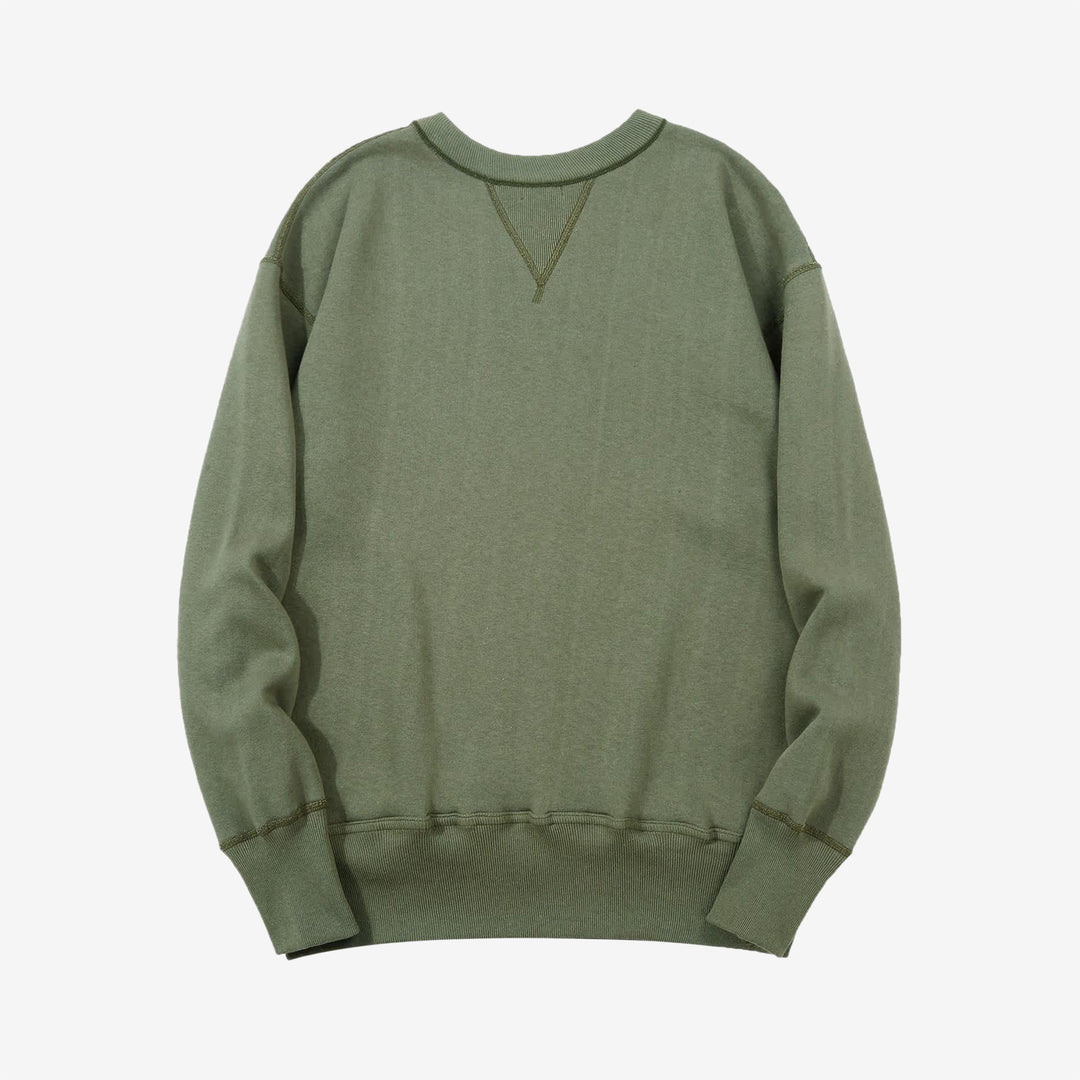 Warehouse Lot 401 plain loopwheel crewneck sweatshirt made in Japan vintage style green back view