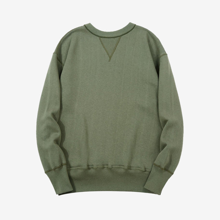 Warehouse Lot 401 plain loopwheel crewneck sweatshirt made in Japan vintage style green back view
