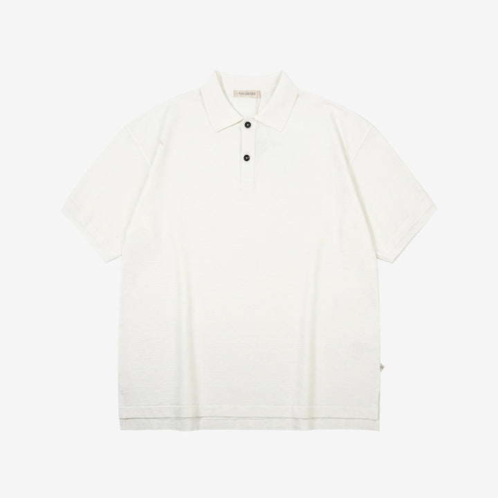 Un-Useless 170218 Plating Knit Linen Polo Shirt Made in Japan White Front
